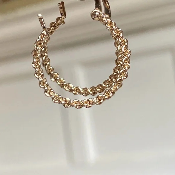 vintage yellow gold over 925 sterling silver hoop earrings. - Picture 3 of 15